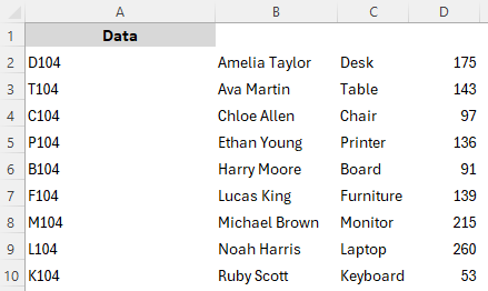Convert Existing Text Data into Table with the Text to Columns Wizard