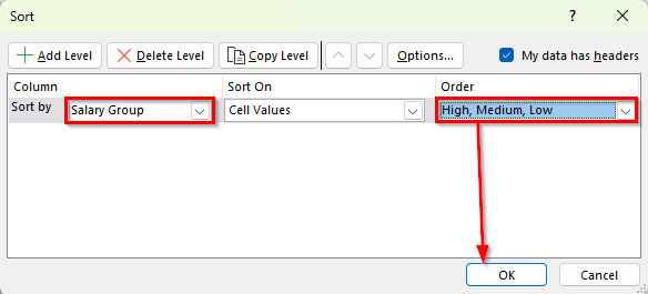 Sort by Values with a Custom Rule in Excel