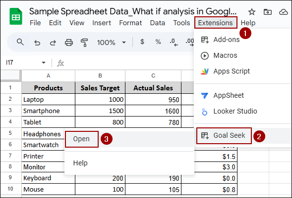 What if Analysis with Goal Seek in Google Sheets