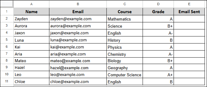 Mail Merge in Google Sheets