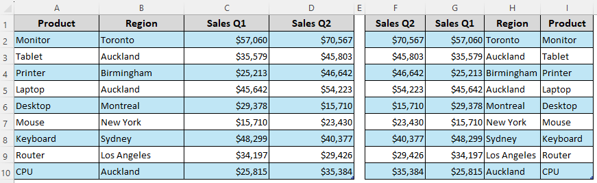 Rearrange Table Structure at a 180° Angle Using a Formula