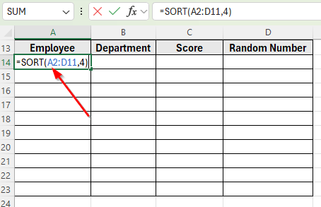 Apply RAND and SORT Functions Together for Random Sort