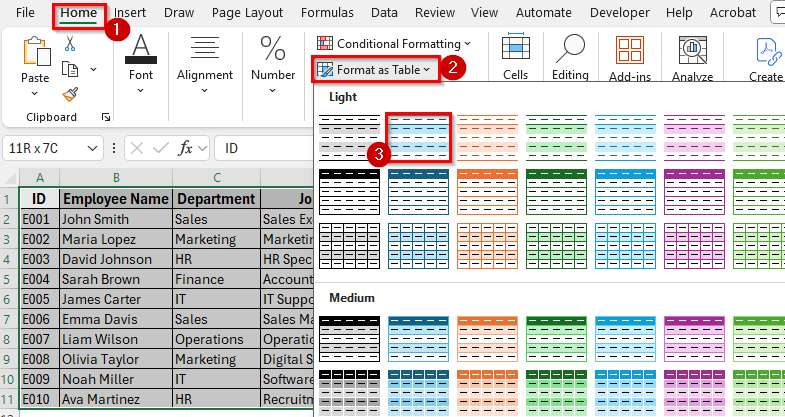 Steps to Create an Employee Database in Excel