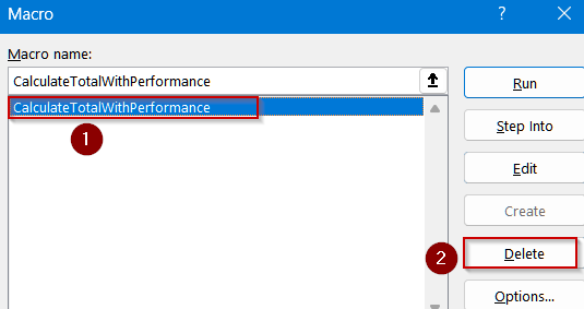 Delete Macros Using the Macro Dialog Box