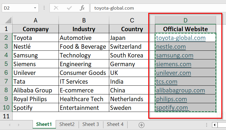 Using Keyboard Shortcut to Copy Hyperlink in Excel
