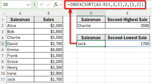 Use INDEX and SORT to Auto Extract a Specific Ranked Value