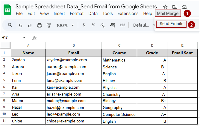Mail Merge in Google Sheets