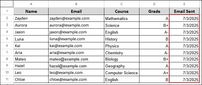 Mail Merge in Google Sheets