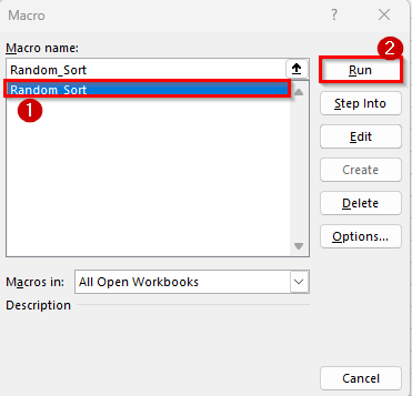 Apply VBA for Random Sorting in Excel