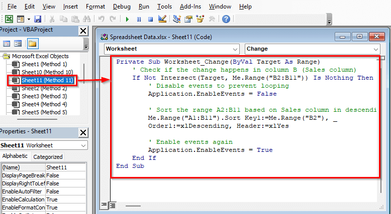 Auto Sort with VBA Macro (For All Excel Versions)
