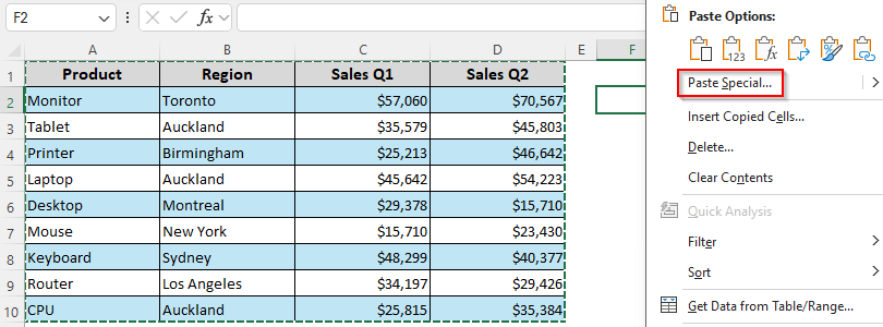 Flip Table Data Using the Transpose Feature