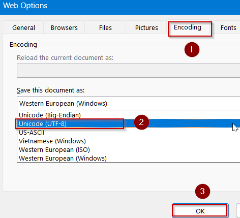 Save File with UTF-8 Using Excel Save As Dialog