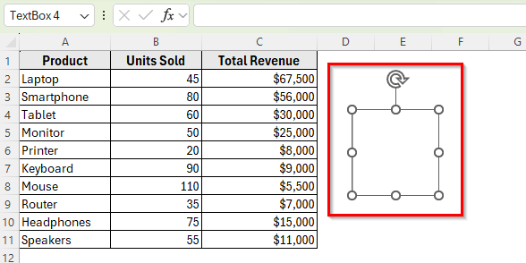 Using the Insert Tab to Create a Floating Text Box in Excel