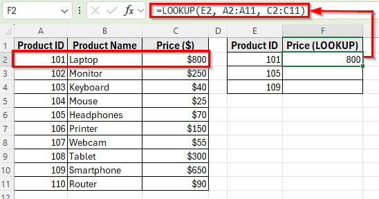 Using the LOOKUP Function in Excel