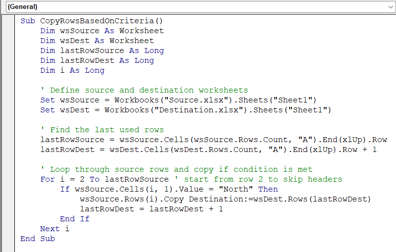 Copy Rows Based on a Single Criterion