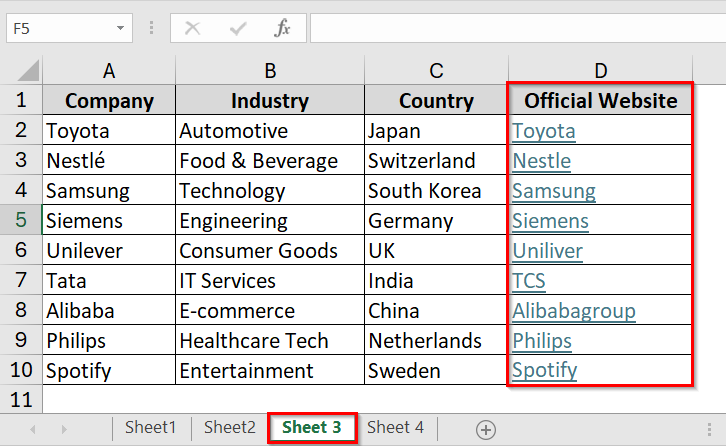 Using the Edit Hyperlink Window to Copy a Hyperlink in Excel