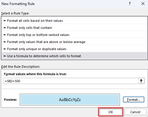 Format Based on Numerical Values in Another Column (Equal, Greater Than, and Less Than)