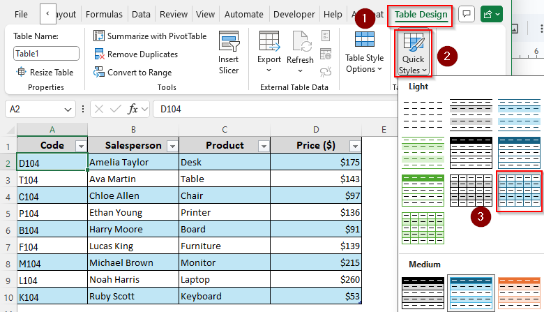 Converting Existing Data into a Table Using the Insert Tab