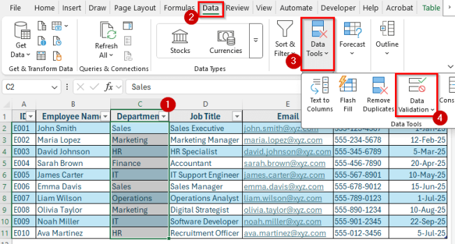 How to Create an Employee Database in Excel - Excel Insider