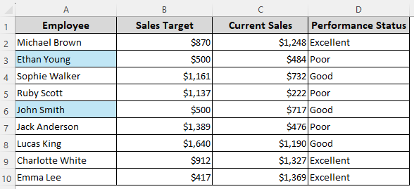 Format Based on Numerical Values in Another Column (Equal, Greater Than, and Less Than)