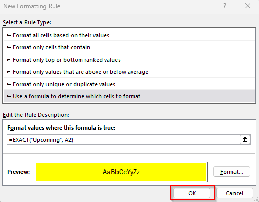 Apply Conditional Formatting Formula for Cells Containing Specific Text