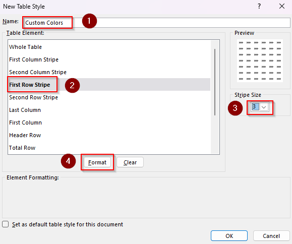 Applying Customized Colors to the Table