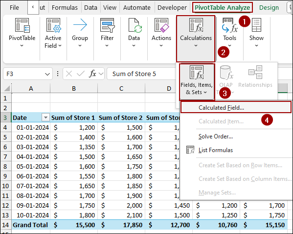 Using Calculated Field to Group Columns in Pivot Table