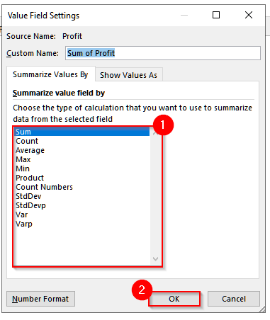 Finding the Summary Measures with a Pivot Table