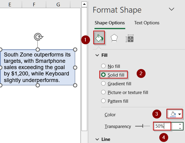 Steps to Format a Text Box in Excel