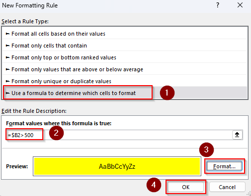 Format Based on Numerical Values in Another Column (Equal, Greater Than, and Less Than)