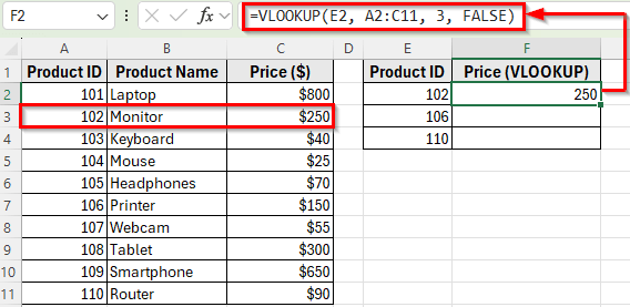 Using the VLOOKUP Function in Excel