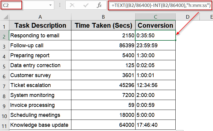 Simplify Conversion with the TEXT Function and INT Functions