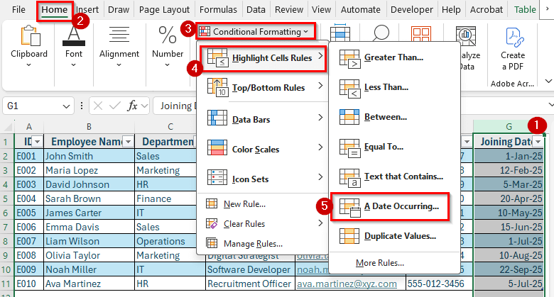 Steps to Create an Employee Database in Excel