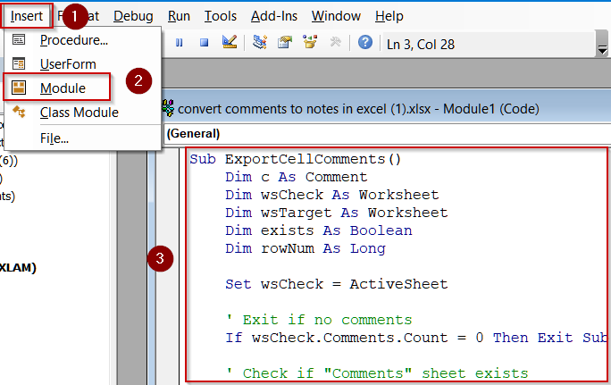 Run VBA Code to Find and Display All Comments Automatically