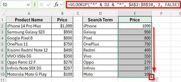 Using VLOOKUP Function to Find a Partial Text Match