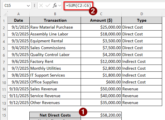Calculating Indirect Cost Rate in Excel Against Direct Costs