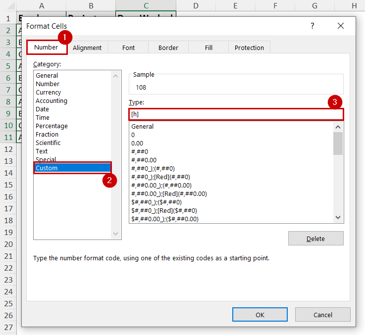 Formatting Cells to Display Hours