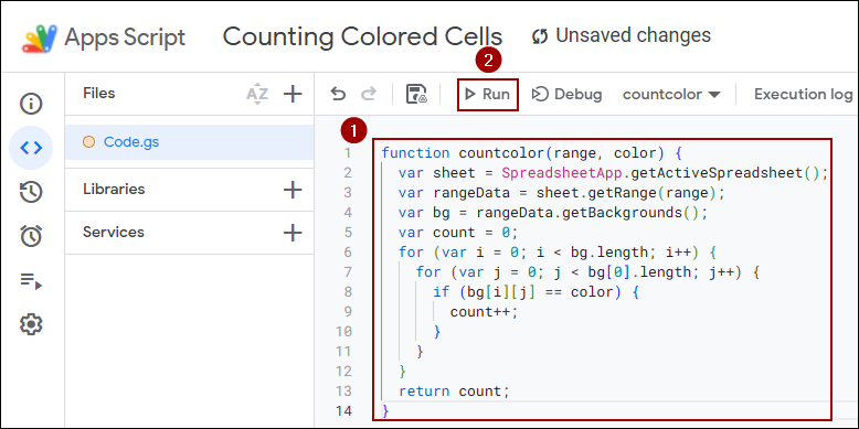 Counting Cells by Color in Google Sheets