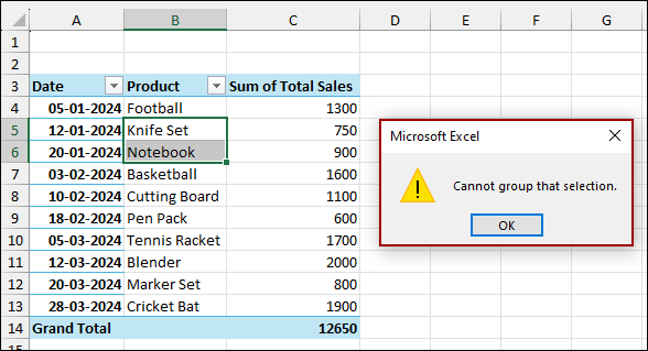 Enabling Data Model Resulting in Grouping Error