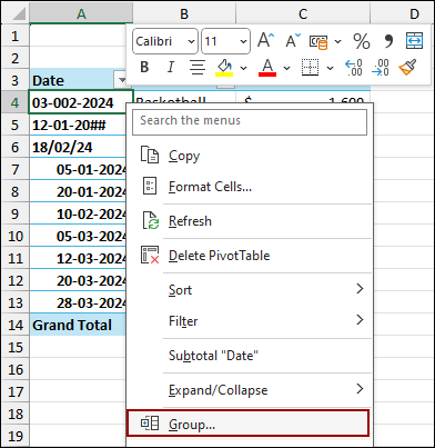 Using Wrong Date Format Causing Grouping Error