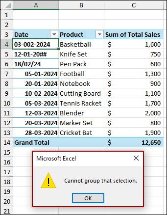 Using Wrong Date Format Causing Grouping Error
