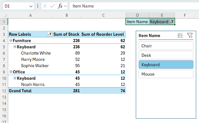 Steps for Creating a Dropdown Slicer in Excel