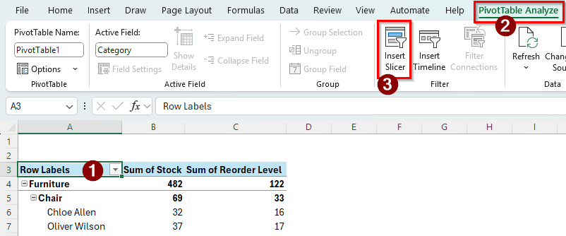 Steps for Creating a Dropdown Slicer in Excel