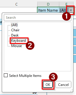 Steps for Creating a Dropdown Slicer in Excel