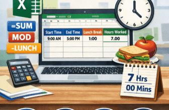 feature image - excel formula to calculate hours worked minus lunch