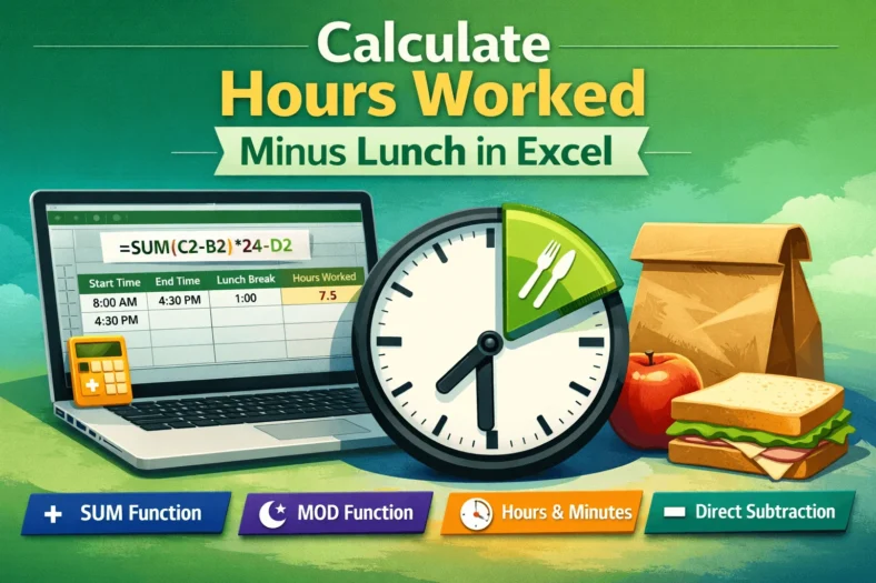 feature image - excel formula to calculate hours worked minus lunch