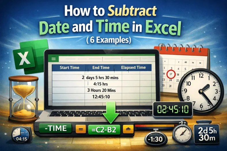 feature image - how to subtract date and time in excel