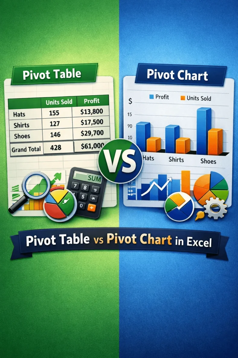 featured image - difference between pivot table and pivot chart