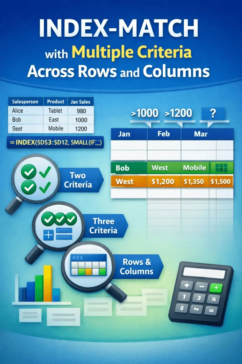 featured image - index match multiple criteria rows and columns