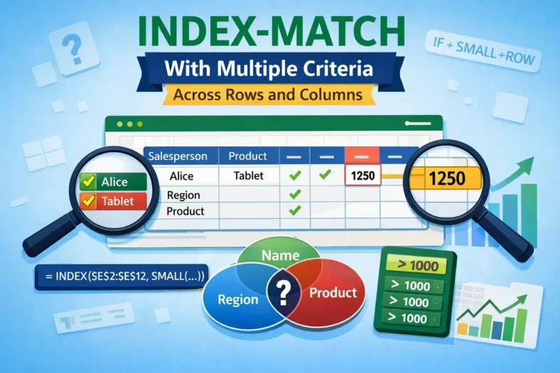 featured image - index match multiple criteria rows and columns